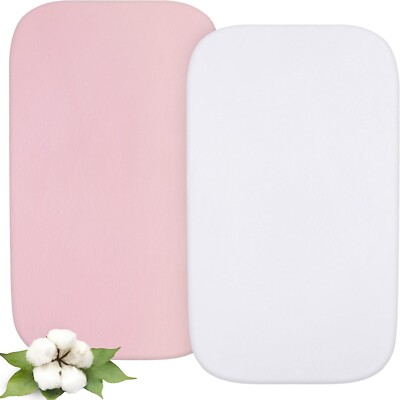 Baby 100% Cotton Bassinet Sheets Fits Dream On Me Bedside Sleeper 2 Pack 35''x20''