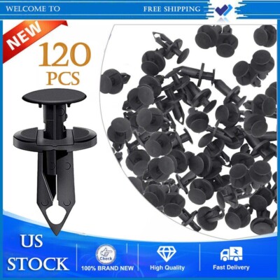 120pc Clips for Hole Plastic Rivets Retainer Fender Bumper Push Pin Fastener 8mm