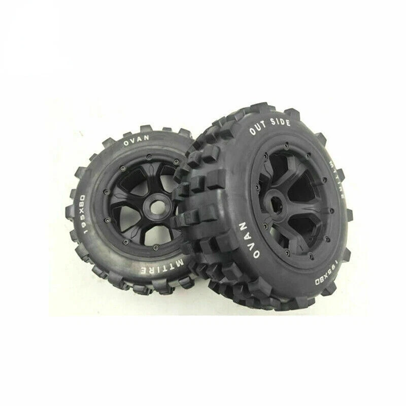 Rear Knobby Wheel Tyres 2PC FOR KM RV HPI Baja 5T 5SC 1/5 Scale RC Car Parts  - Image 2 of 2