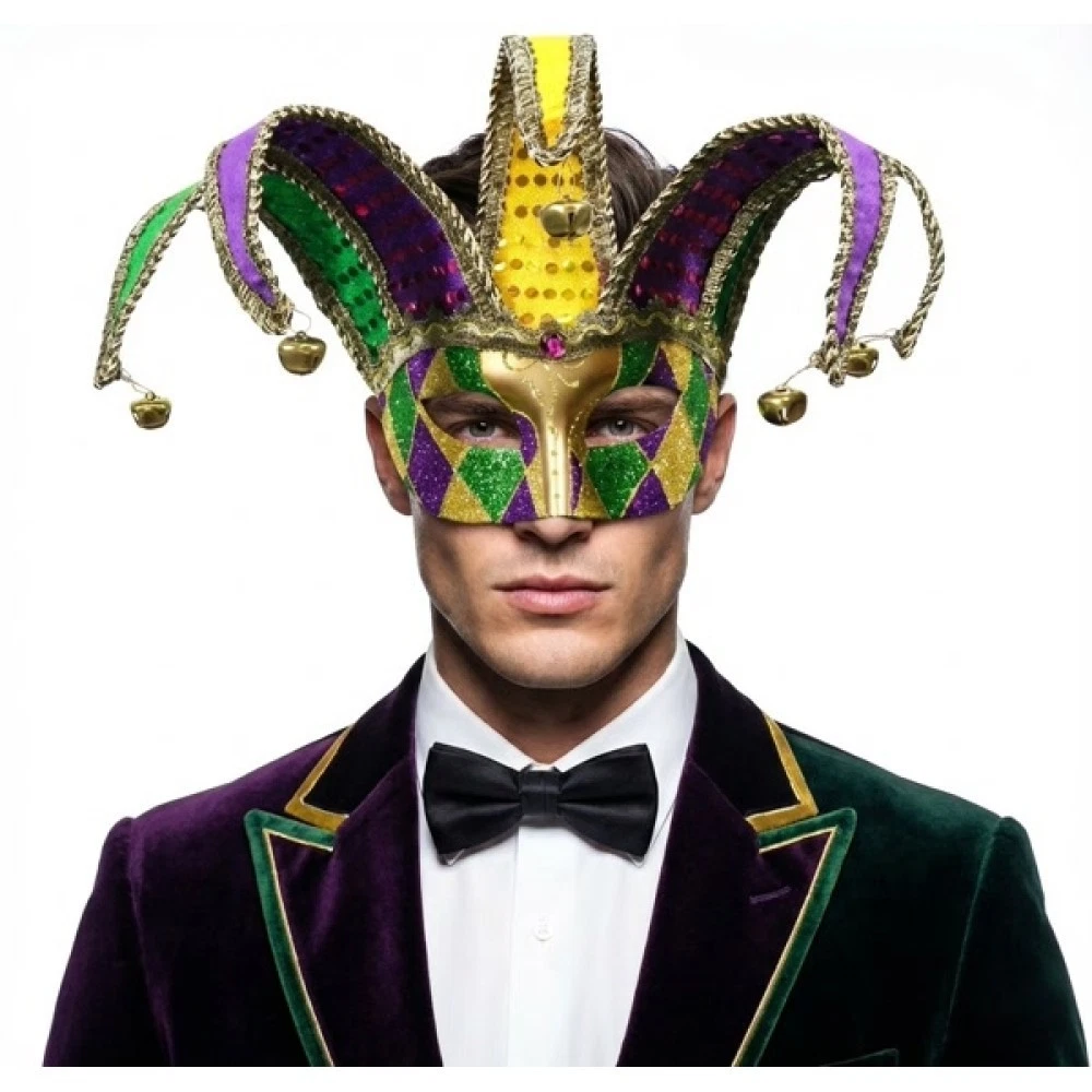 Joker Jester Half Mask Masquerade Mask Party Ball Mardi Gras Mask