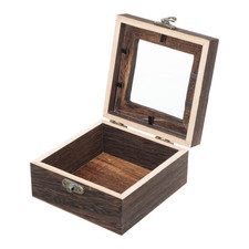 Wood Glass Top Jewelry Display Case Accessories Storage, Wooden Jewelry Tray for