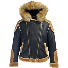 Jordan Craig Women's /Unisex Kids Black Coffee Moto Shearling Jacket