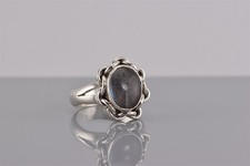 Sterling Silver Oval Labradorite Chain Linked Bezel Band Ring 925 Sz: 8
