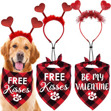 4 Pack Valentine S Day Dog Costumes, Holiday Valentines Dog Outfits Bandanas Hea