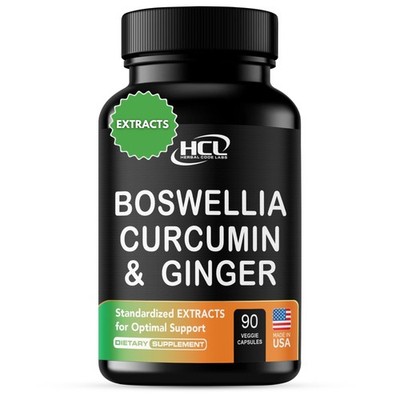Boswellia Curcumin Ginger Extracts Supplement   Strong 95% Curcuminoids Natur...
