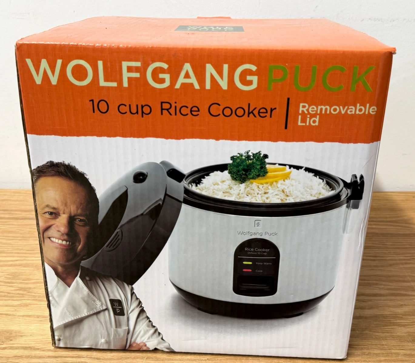 NEW Wolfgang Puck 10-Cup Rice Cooker with Removable Lid WPDRCR10 Stainless