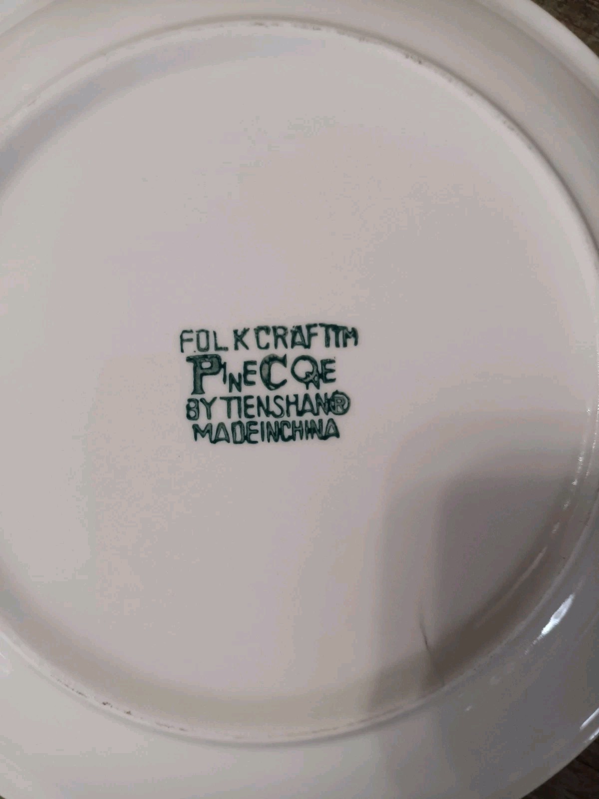 FolkCraft Pine Cone by TIENSHAN Set of 6 Dishes-3 bowls, 3 plates EUC Cabin Core