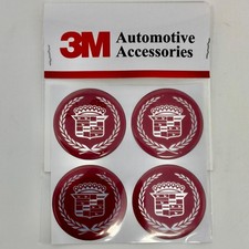 4 Pcs Red Wheel Hub Cap Emblems Decals For Cadillac