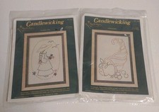 Vtg Candlewicking Kits By Needle Magic Flower Girl Cornucopia Needle stitch