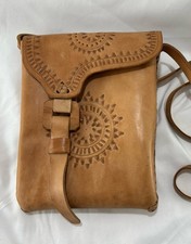Tooled Leather Crossbody Bag Sun Medallion Boho Festival Shoulder Purse