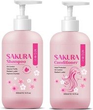 Sakura Shampoo + Conditioner Set, Japanese Shampoo,with Cherry Blossom Extract 