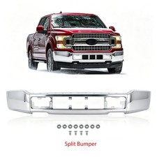 Chrome Steel Front Bumper Face Bar For 2018-2020 Ford F-150 W/O Fog Light Hole