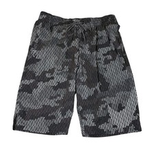 Nike Swim Mens Camo Logo Print Swim Trunks Shorts Grey Black Medium Mesh Lining