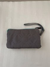 Thirty One Vary You Circle Quilted Compartments Zip Wristlet Wallet Gray
