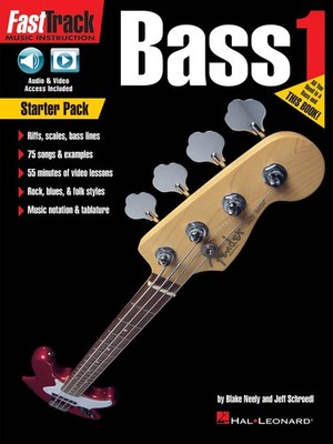FastTrack Bass Method for Beginner Bass Guitar Lessons Tab Book 1 Audio & Video