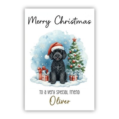 Personalisierte Weihnachtskarte Pudel Hund individuell Name & Beziehung