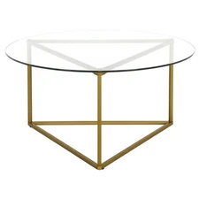 Henn&Hart Brass Round Coffee Table with Glass Top