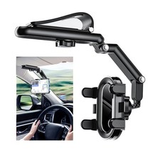 Sun Visor Car Phone Holder, Multifunctional Adjustable Rearview Mirror 360 Rot