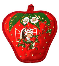 Vintage 1980s Strawberry Shortcake Kitchen Hanging Oven Mitt Pot Holder