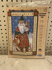 Jeweled Banner Kit #4239 Winter Santa New.