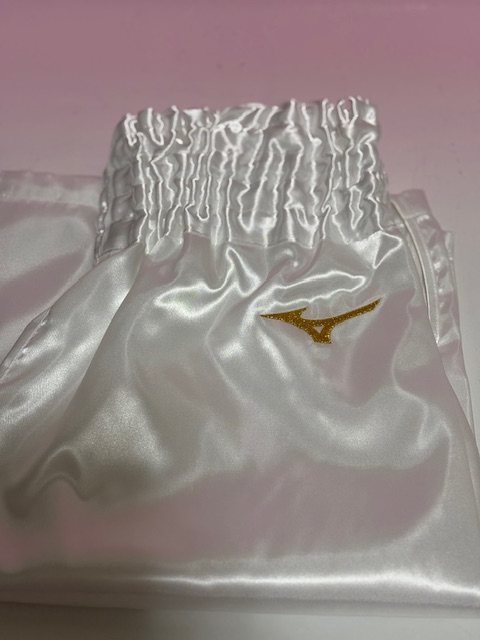 Mizuno boxing trunks White Lumbard logo Gold Made in Japan | eBay