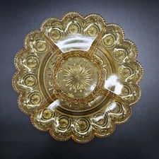 Kabarett, Anbietschale, Pressglas, bernstein, art deco