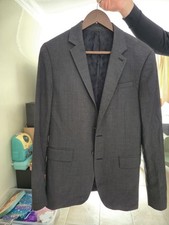 ALLSAINTS Men’s Grey Solid Single-Breasted Two-Button Notch Blazer Size 36