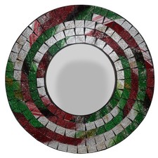 Specchio Retro Mosaico Glitterato Colorato Dall'Indonesia – Ø 20 Cm