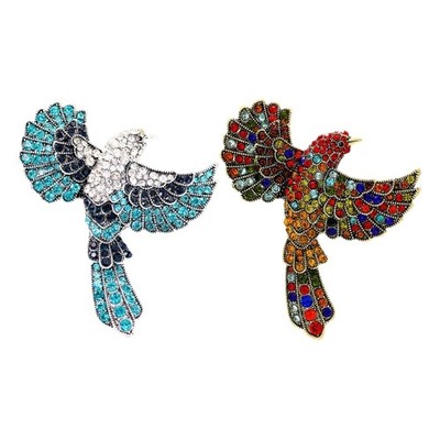 Statement Hummingbird Brooch Vibrant Colorful Rhinestones Bird Badge for Parties