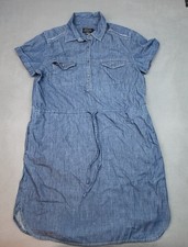 Pendleton Chambray Shirt Dress Women Small Blue Lightweight One Piece Drawstring