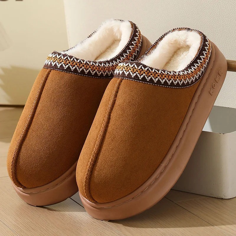 Women Fluffy Slippers Warm Plush Indoor House Shoes Non Slip Platform Slides USA-image