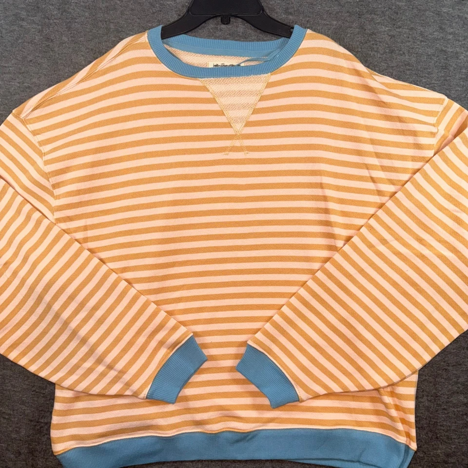 Sudadera We The Free a Rayas Cuello Redondo Pequeña Melocotón Naranja Azul Talla Grande NUEVA Foto 2 de 4