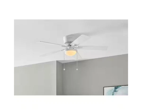 Hampton Bay Hugger II 52" Matte White Low Profile Ceiling Fan 2 LED Bulbs Includ - Image 2 of 4