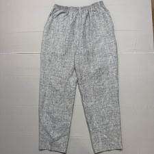 Briggs New York Womens Vintage Elastic Waist Pants Polyester Textured 18W Grey