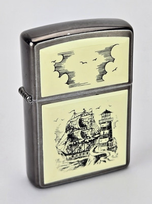 Ship Lighthouse Ultralite Zippo Oil Lighter 1992 Mint Rare NEVER USED