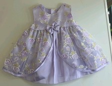 Girls Toddler Sz 3/6 Months Cute Purple Silky Lace Floral Dress Easter Party