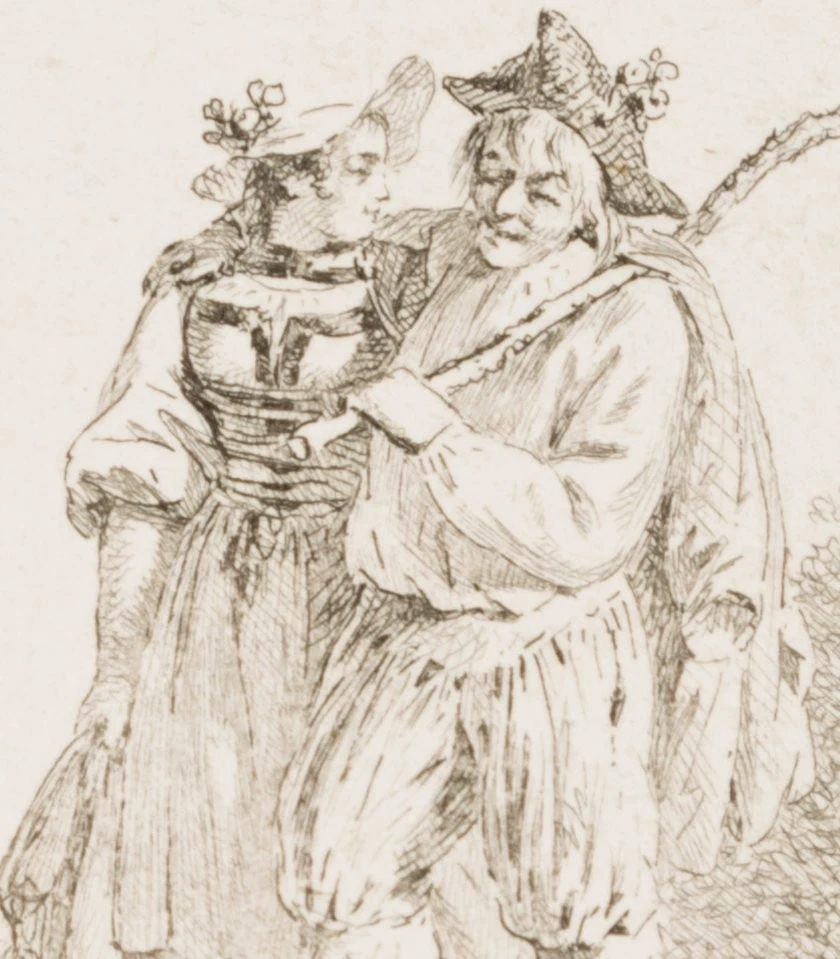 A. KÖNIG (1722-1787), Wandersmann mit junger Frau, KSt. Klassizismus Trachten - Bild 2 von 3