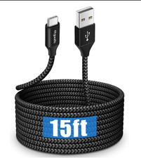 Long USB C Cable 15Ft, USB 2.0 to USB Type C Cable Fast Charging Nylon Braided C