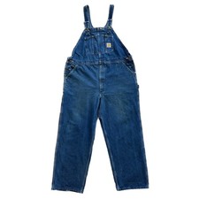 Carhartt Relaxed FIt Denim Work Overalls R07DST 44 x 30