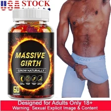 #1 BEST-MALE ENLARGER THICKER LONGER BIGGER 4" GROWTH ENLARGEMENT 60 GUMMIES