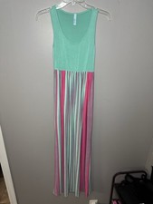 Loila Tank Maxi Dress, Size Small, Pink/Teal/Gray