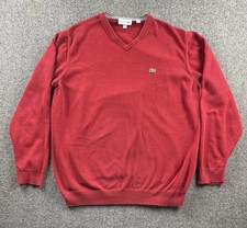 Lacoste V Neck Sweater Mens XL Size 6 Red Classic Preppy Pullover Jumper