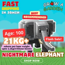 🔥SUPER SALE🔥🐘NIGHTMARE ELEPHANT 21kg+🌿 GROW A GARDEN PET🎮ROBLOX 🟢Online(⏰)