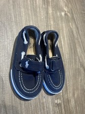 Polo Ralph Lauren Toddler Size 7 navy blue- boat shoes straps spellout