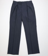 Vtg 90s Mens 34x34 Worsted Wool Blend Knit Pinstriped Wide Leg Chino Pants USA