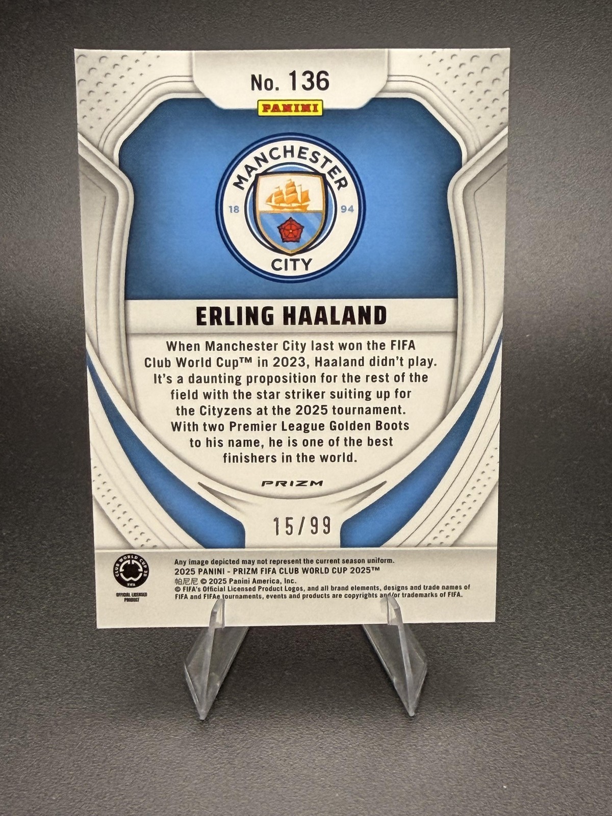 2025 Panini Prizm FIFA Club World Cup #136 Erling Haaland Teal Prizms #/99 view 2