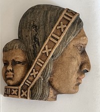 Vintage Folk Art Carved Native American Woman With Child Profile Wall Plaque