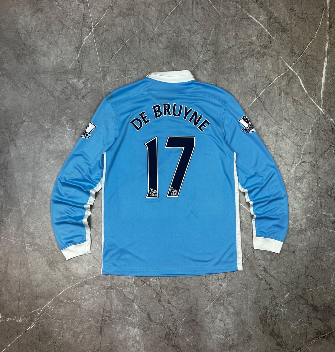Nike Manchester City 2015-16 Home Jersey De Bruyne 17 Rare Long