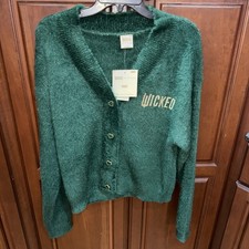 NWT Wicked x Katie Kime Women's Logo Graphic Cardigan - Emerald Green M