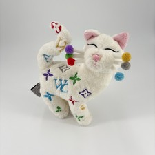 Whimsy Clay Plush by Amy Lacombe Teal/White Cat with Flowers